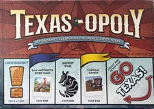 Late for the Sky Texas-Opoly Strategy Board Game TEXAS VERSION OF MONOPOLY