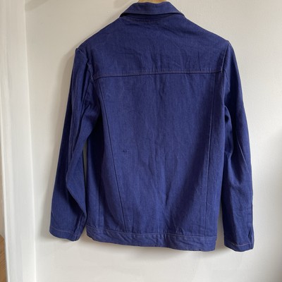 Vintage 70s British Prisoners Denim Chore Work Jacket Blue Dagger