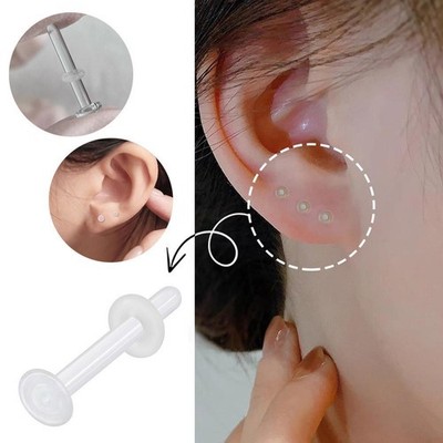 +Bleifreie Glas Ohrringe für Damen mit Piercing Ohren unsichtbar Ohrstab O4E0