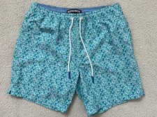 Bonobos Mens Swimming Suit Trunks Size M Drawstring Lined Green Globe 7" Inseam