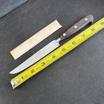 Vintage Griffon Stainless Razor Steel Carving Knife Japan Sleeve MCM Wood Handle