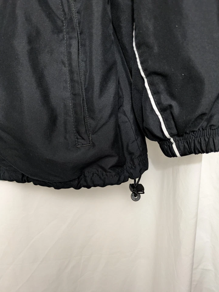 Tek Gear Windbreaker Jacket Black Hooded Reflective Trim Lightweight Zip Up (Mea - Image 2 of 4