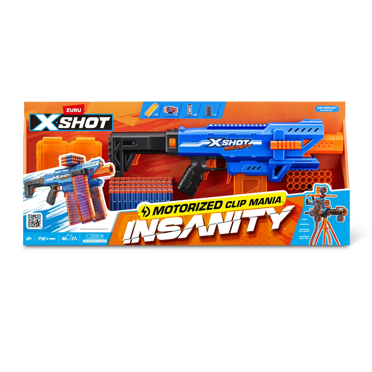 XSHOT Insanity Motorized Clip Mania (72 Darts) Outdoor Foam