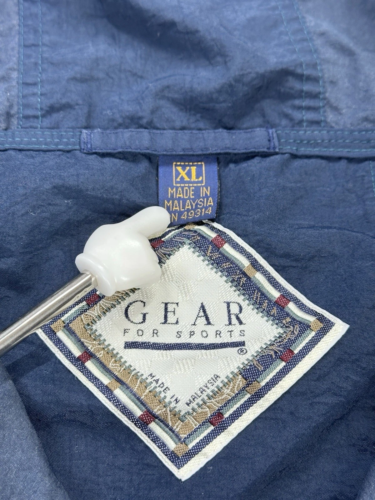 Vintage 90s Gear for Sports Roaring River Hooded Windbreaker Jacket Blue XL - product detail image 5