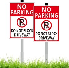  2 Pack No Parking Do Not Block Driveway Sign - 10x14 Inch Aluminum Metal No Pa