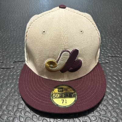 New Era Montreal Expos Corduroy Majestic Maroon 59fifty Fitted Hat Cap Sz 7 5/8