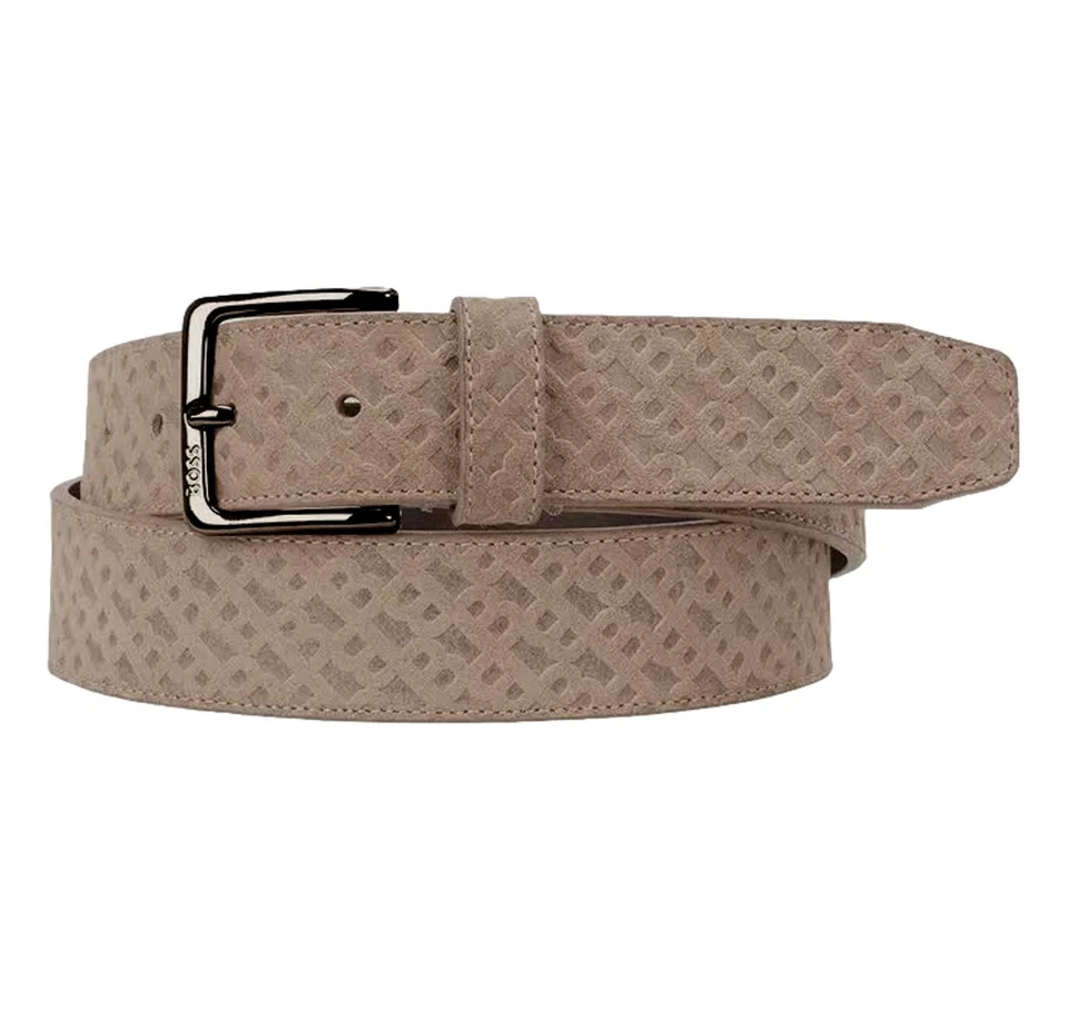 BOSS Ledergürtel Wildlederoptik Monogramm Ronnie-Bmono-Sd Beige - Bild 1 von 1