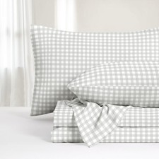 - Gingham Bed Sheets, 4-Piece Sheet Set, Plaid Checkered Check Pattern Printe...
