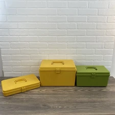 Lot of Three (3) Vintage Wilson "Wil-Hold" Sewing Boxes Thread Storage