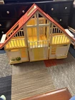 Vtg  1979 Yellow A-Frame Barbie Dream House  W Furniture & Some Accessories