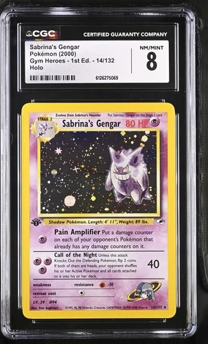 CGC 8 Sabrina's Gengar Gym Heroes 1st Edition 14/132 Holo Pokemon Card