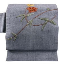 JAPANESE NAGOYA OBI BLUE-GRAY PURE SILK BB0600