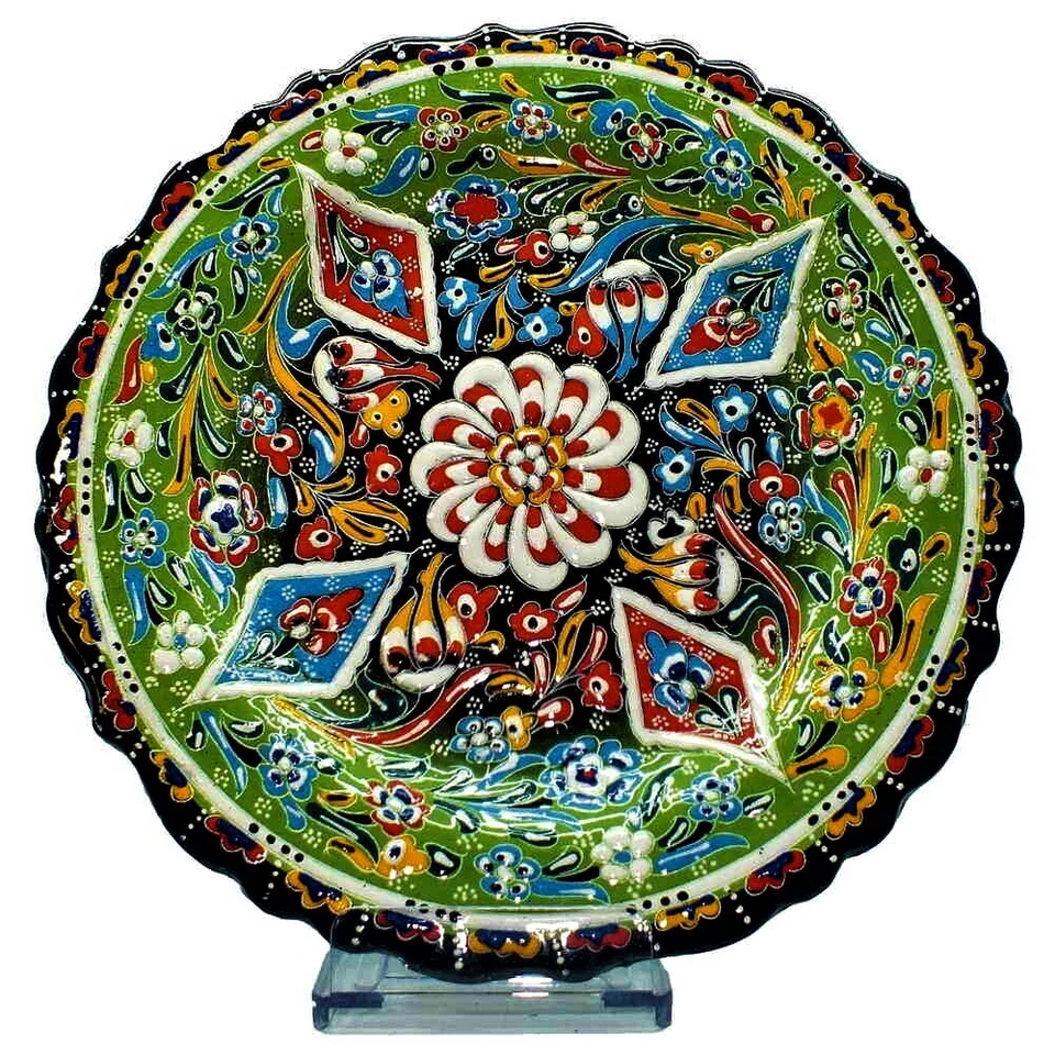 Placa de relieve de cerámica turca de 12""/30 cm, azulejo pintado a mano placa de cerámica hecha a mano Foto 3 de 4