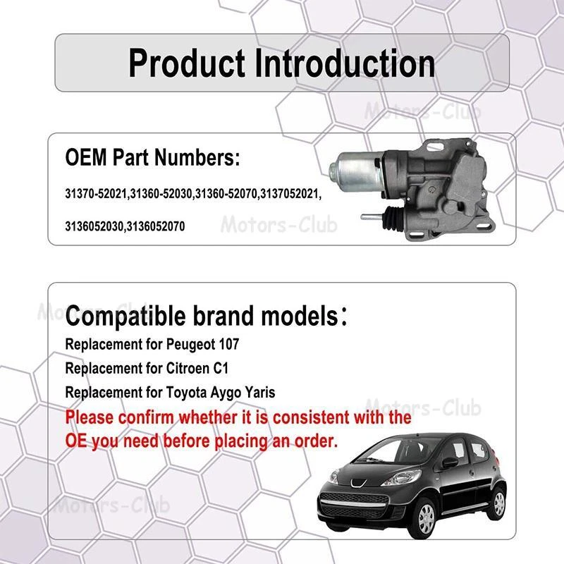 Actuator Kupplung für Toyota Yaris Aygo C1 107 Citroen 3136052030 31360-52070 - Bild 2 von 4