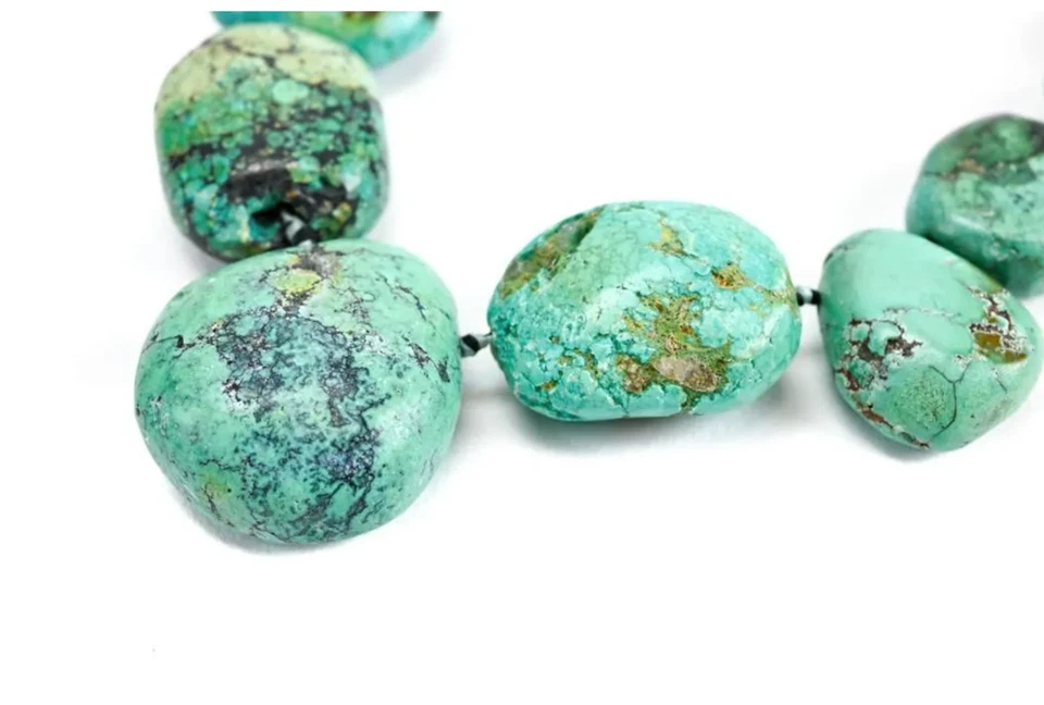 ВИНТАЖНЫЙ подлинный бирюзовый заявление ожерелье 14K желтое золото застежка - Изображение 4 из 4