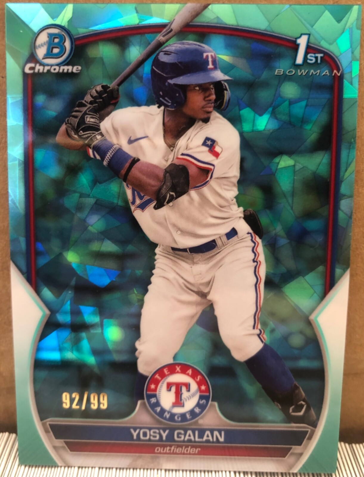 Yosy Galan 2023 Bowman Chrome Sapphire Edition Aqua Parallel 1st #92/99 RC
