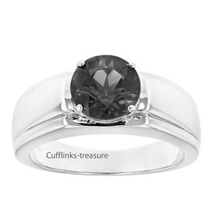 Natural Smoky Quartz Gemstone With 925 sterling Silver Men's Ring 0899