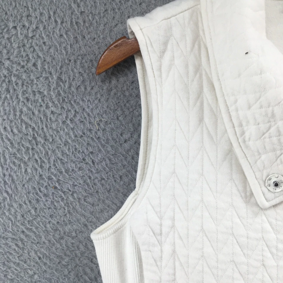 Jaqueta Colete Acolchoado Feminina T By Talbots Pequena L Off-White Mistura de Algodão Zíper Completo - Imagem 3 de 4