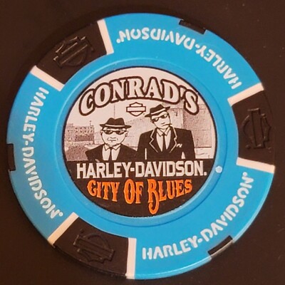 CONRAD's HD ~ ILLINOIS ~ (Biker Blue Full Color D1) Harley Davidson Poker Chip