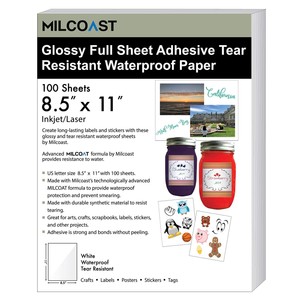 glossy full sheet adhesive paper
