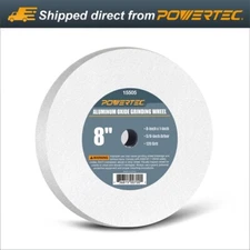 POWERTEC White Grinding Wheel 8x1" Disc with 5/8" Arbor 120 Grit Aluminum