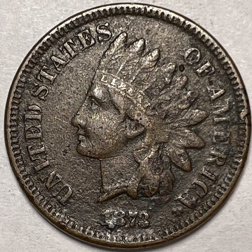 1873 Closed 3 Indian Head Cent Extremely Fine XF Coin, Corrosion #13909