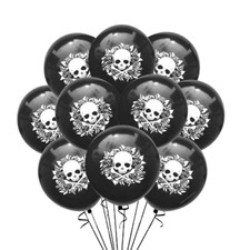 Paquete de 12 globos de fiesta calavera y huesos cruzados rosas negras motociclista decoración de Halloween