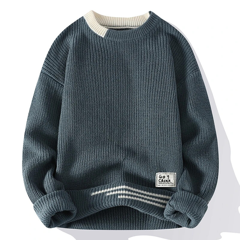 Vintage Trend Loose Knit Coat Hole Cross Sweater Men