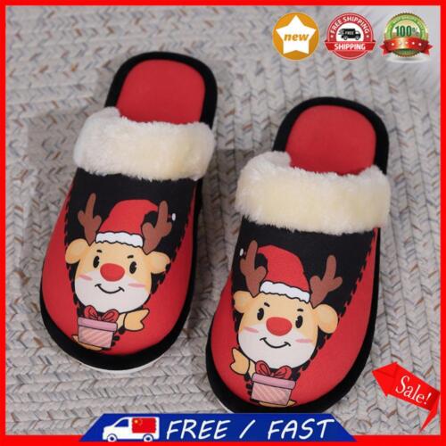 Unisex Christmas Elk House Slippers Comfortable Plush Cotton Slippers (38-39) - Picture 1 of 11