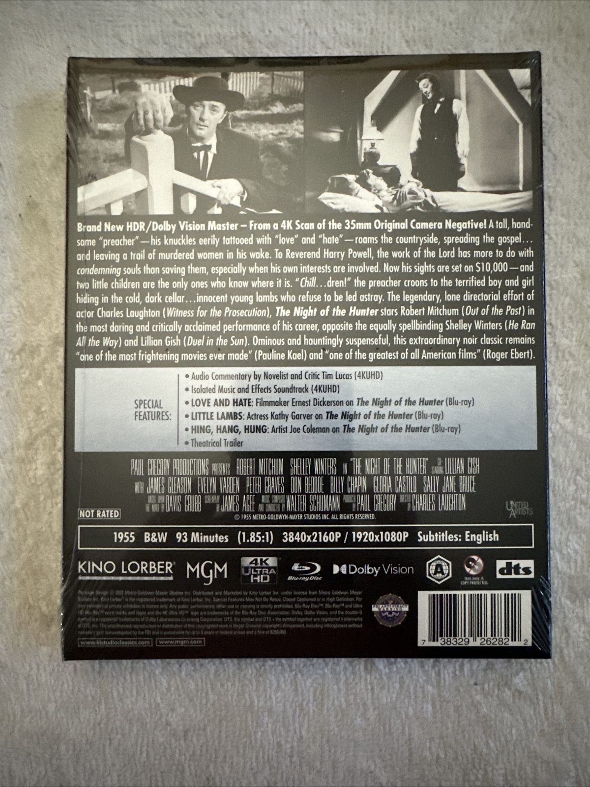 The Night of the Hunter 4K Ultra HD Blu-ray HDR Dolby Vision Special Features
