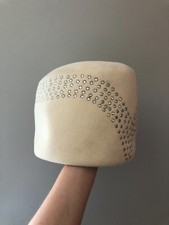 Vintage woman's beige hat with decorative rhinestones. Brand B Michael, Wool