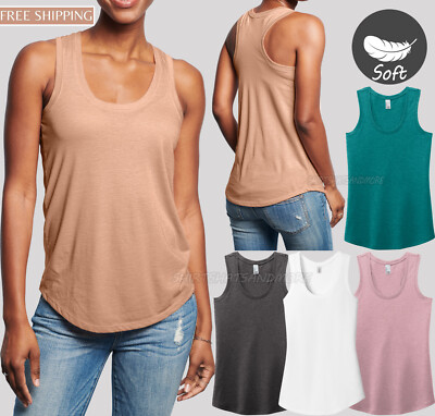 Ladies Soft Heathered Racerback Tank Top Womens Sleveeless T-Shirt XS-4XL NEW!