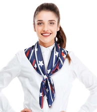 Women's Silk Feeling USA Flag Themed 35"x 35" Fashion Scarf - Shooting Stars