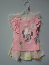 Disney's Junior Minnie Toddler Girls 3-Piece Pink Shirts Skirt Set Size 18M
