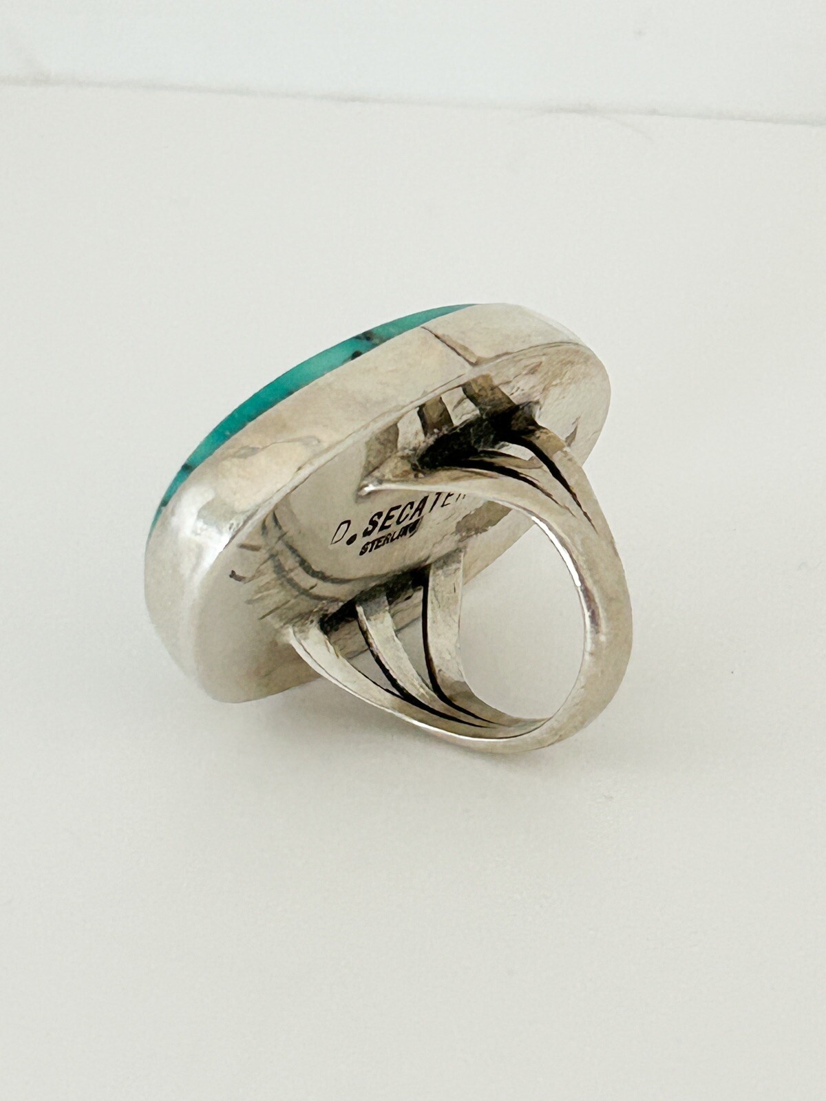 Large Turquoise Ring Sterling Silver Delbert Seca… - image 7