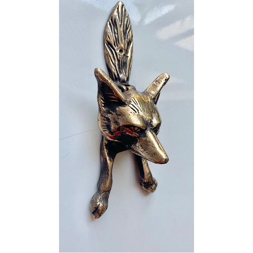 Small FOX front Door Knocker aged bronze patina heavy SOLID heavy 100% BRASS - Picture 9 of 17