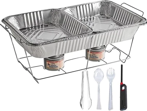 Chafing Dish Buffet Set Disposable 10 Pcs with Food Warmers Party Serving Kit - Picture 1 of 4