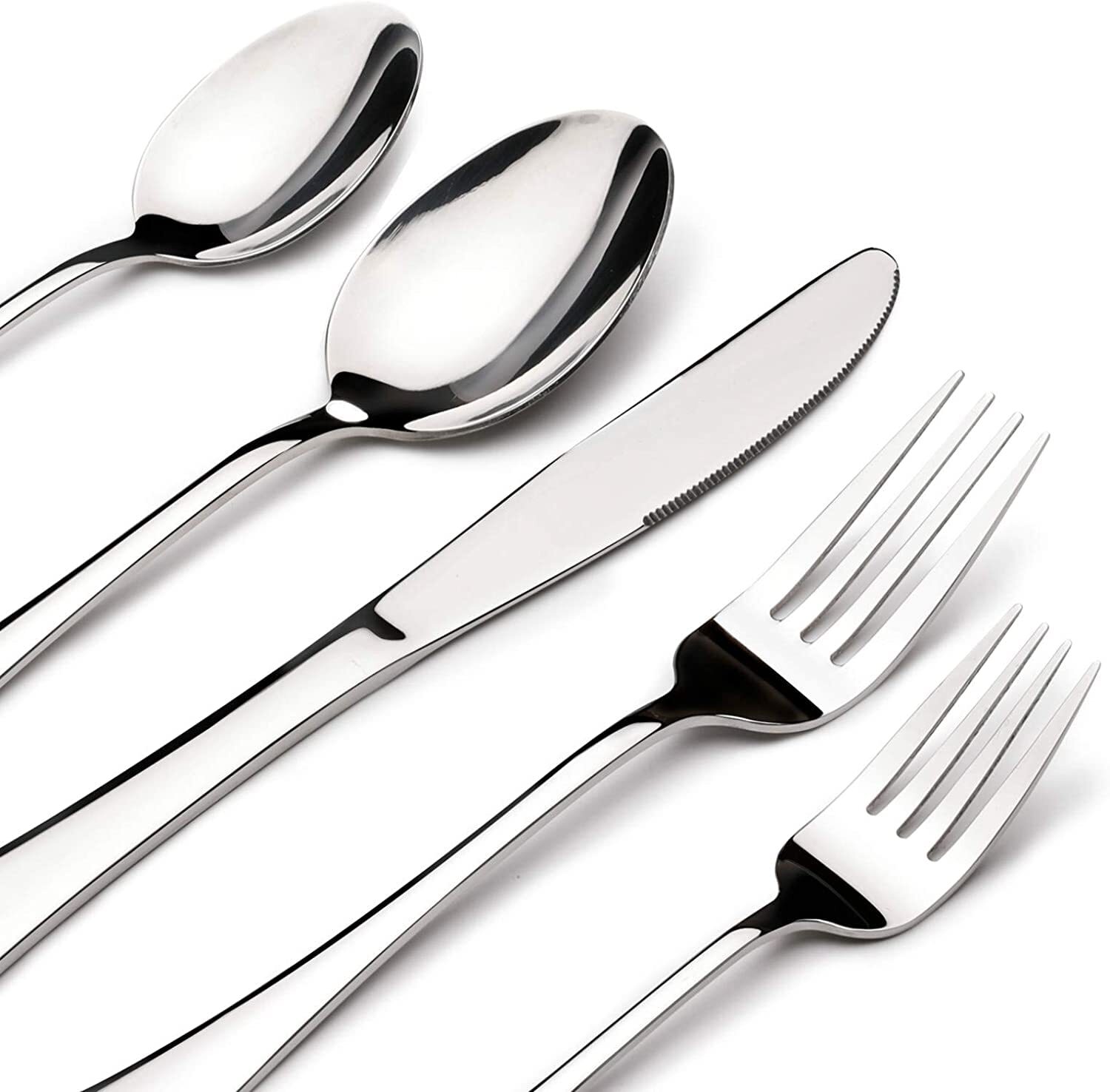 60 Piece Silverware Set for 12 Heavy Duty Stainless Steel Flatware Utensils C...