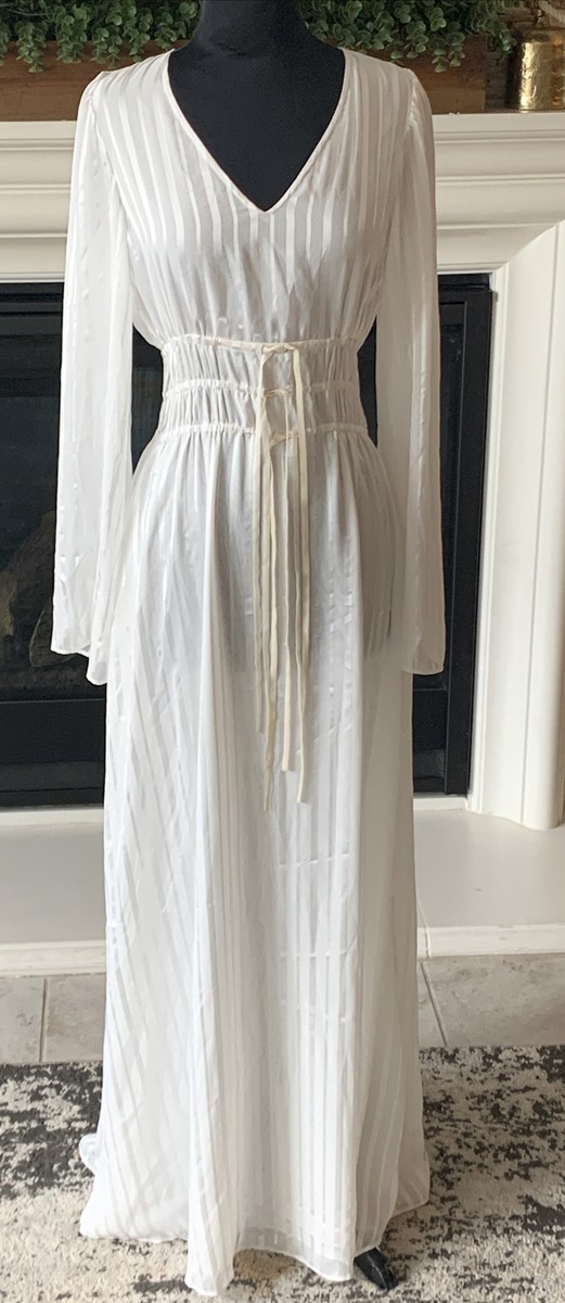 anthropologie white long sleeve dress NWT Anthropologie Long-Sleeve Sweetheart Midi Dress in Ivory