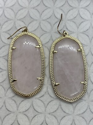 Kendra Scott Danielle drop Earrings gold tone rose quartz light pink
