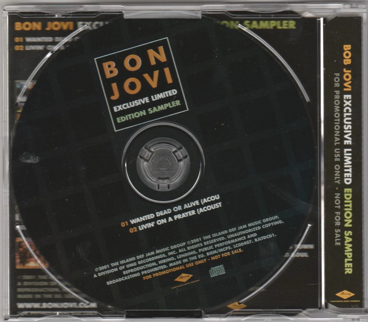 Bon Jovi - Exclusive Limited Edition Sampler **Rare EU 2 Track Promo Single**EX