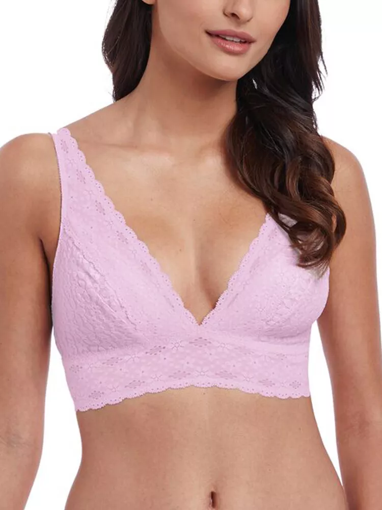 Wacoal Halo Lace Bralette Plunge Bra Top 811205 Soft Cup J Hook Lingerie -  Pink