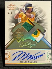 2023 Leaf Trinity THE CYCLE WORN PATCH ROOKIE AUTO Myles Naylor 1/5