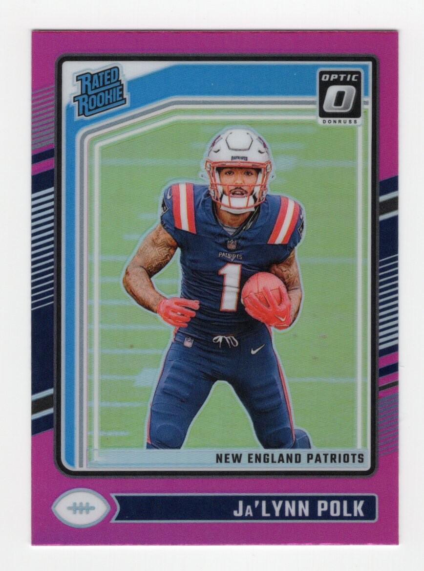 2024 Donruss Optic Ja’Lynn Polk Rated Rookie Pink Prizm RC #240 Patriots