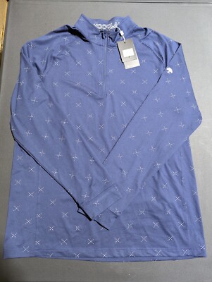 NWT MEN'S LEVELWEAR FINLEY PULLOVER, SIZE: L, COLOR: NAVY/WHITE