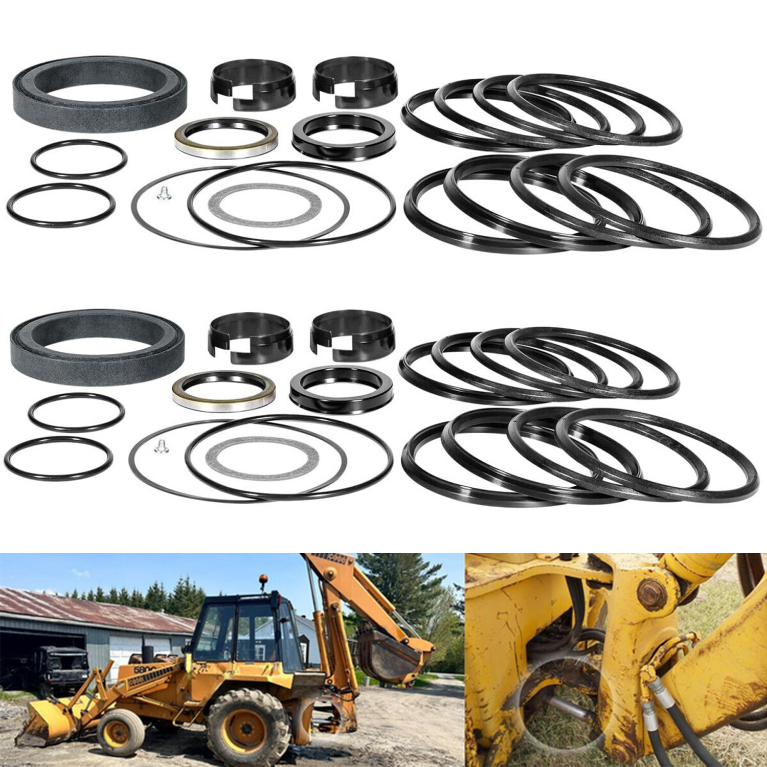 2 Sets Rebuild Repair Seal Kit for Case 580CK Model 33 Backhoe Swing