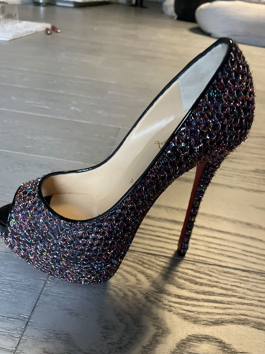 Christian Louboutin Fetish Peep 150 Glitter Platform Pumps Christian Louboutin Fetish Peep 150 Glitter Platform Pumps