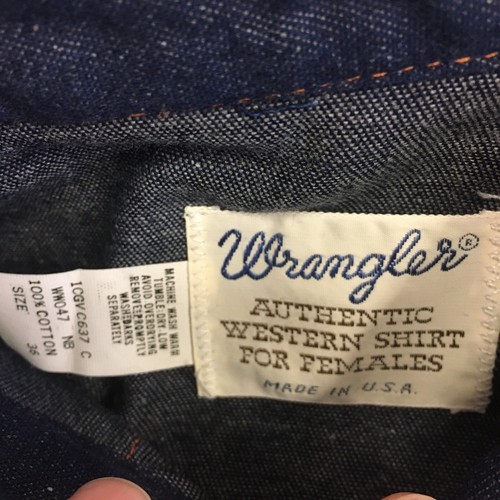 Vtg 70's NOS Wrangler Indigo Blue Jean Cowboy Western PEARL SNAP Denim Shirt 36 - Picture 4 of 10