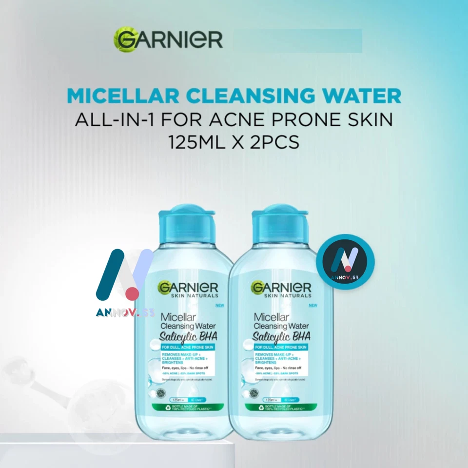 GARNIER Micellar Cleansing Water Makeup Remover Waterproof Bright Glow Anti Acne - Image 3 of 4