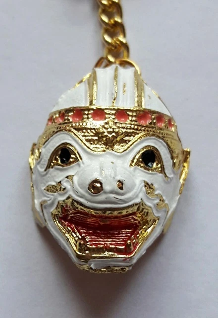 泰国微型面具 Khon Play 古典 Ramayana 金色珐琅钥匙圈钥匙链 — 第 3/4 张图片